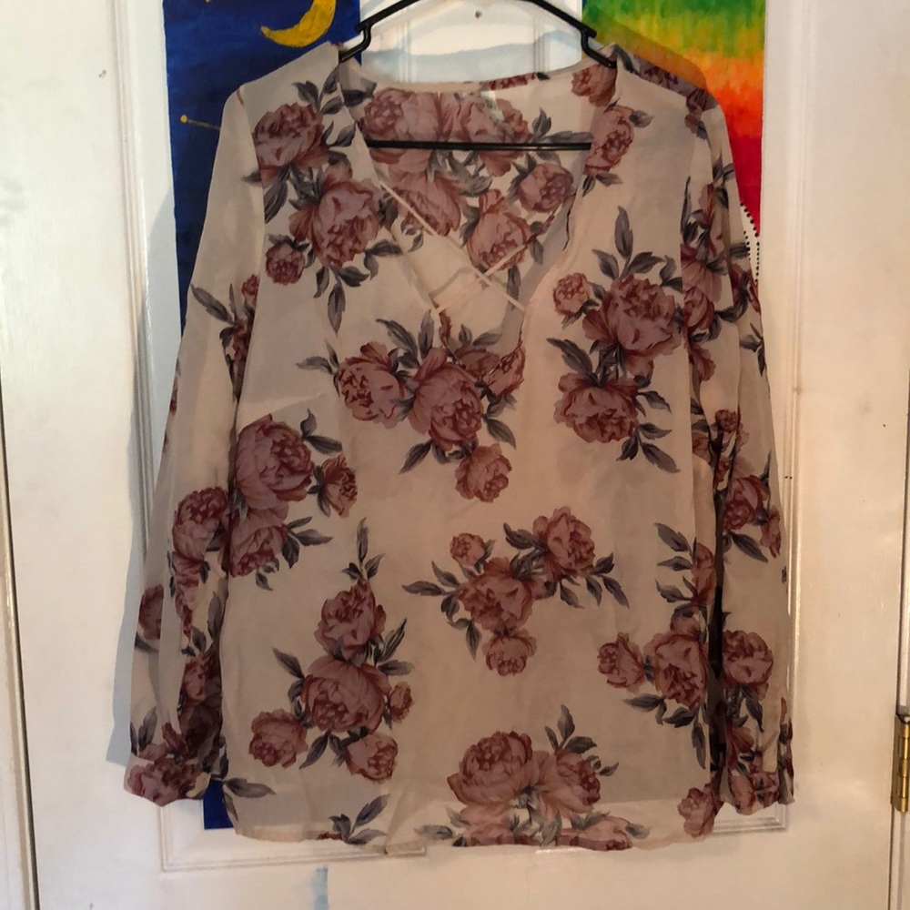 sheer floral shirt